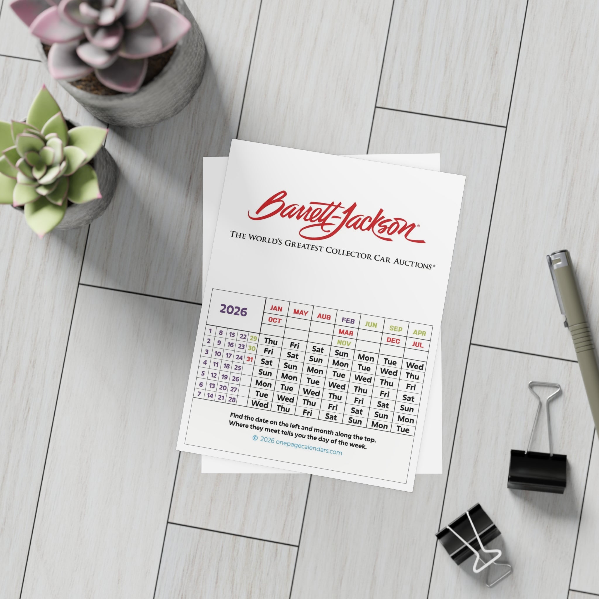 2026 One-Page Calendar Postcard Bundles (envelopes not included)