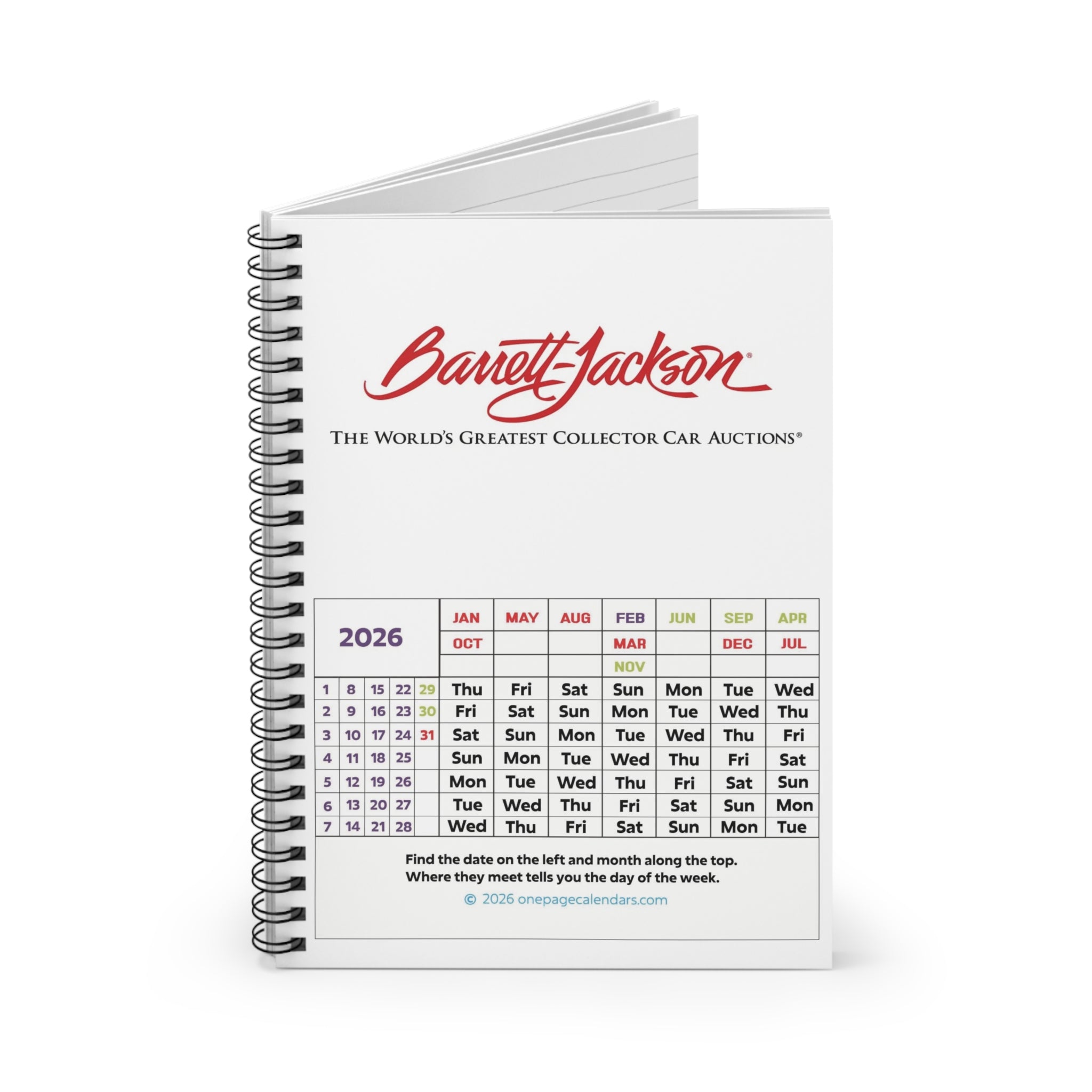 One Page Calendar - Spiral Notebook