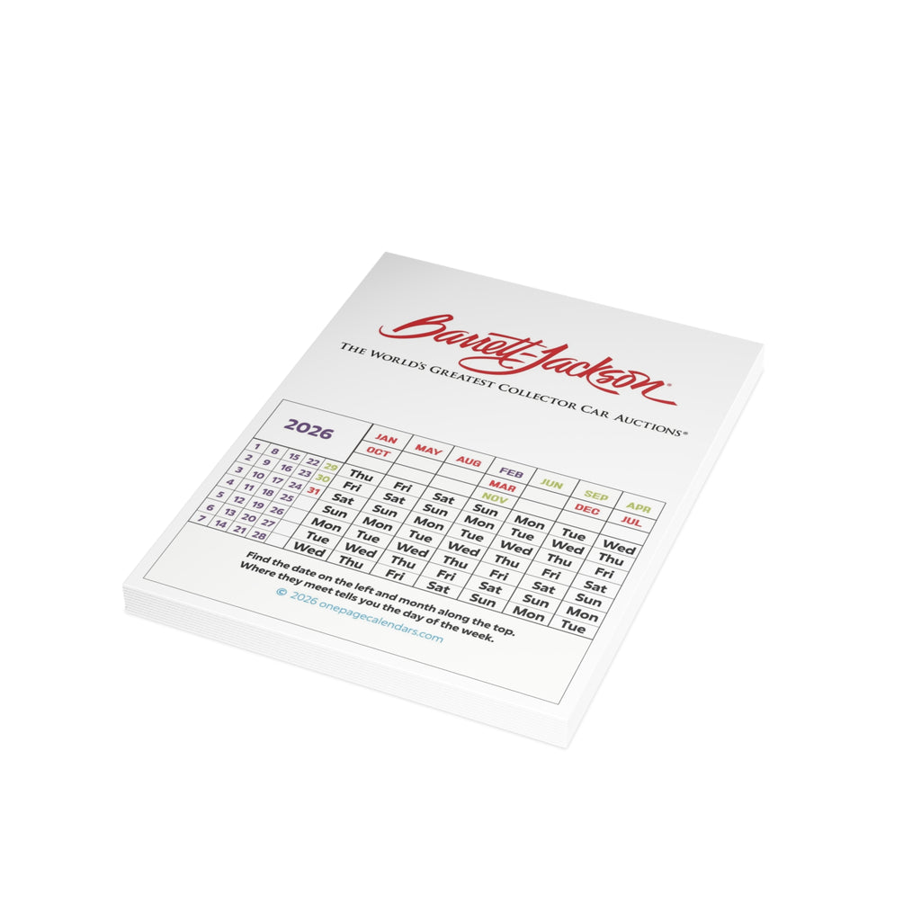 2026 One-Page Calendar Postcard Bundles (envelopes not included)
