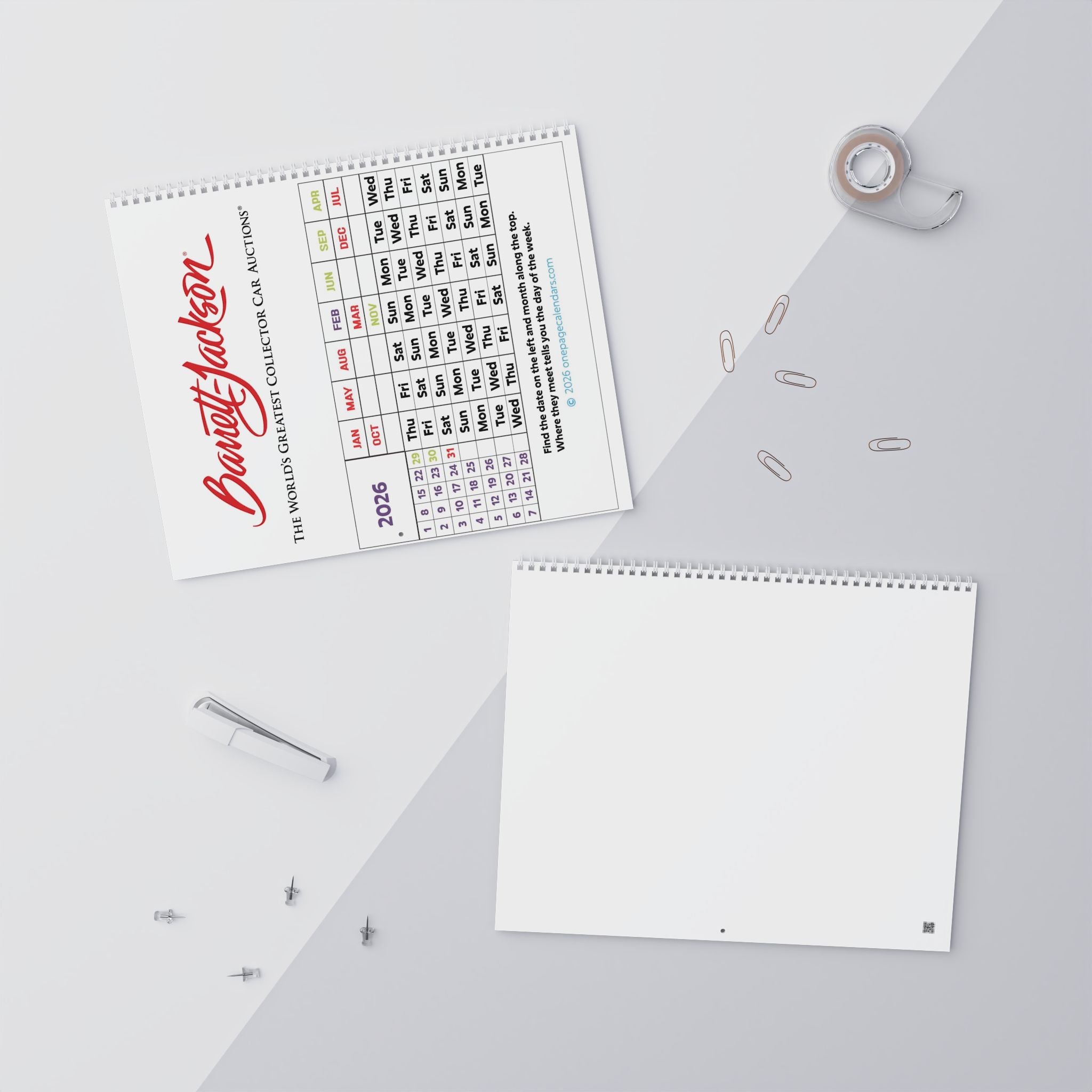 2026 Minimal Wall Calendar — One Page Font Page Calendar