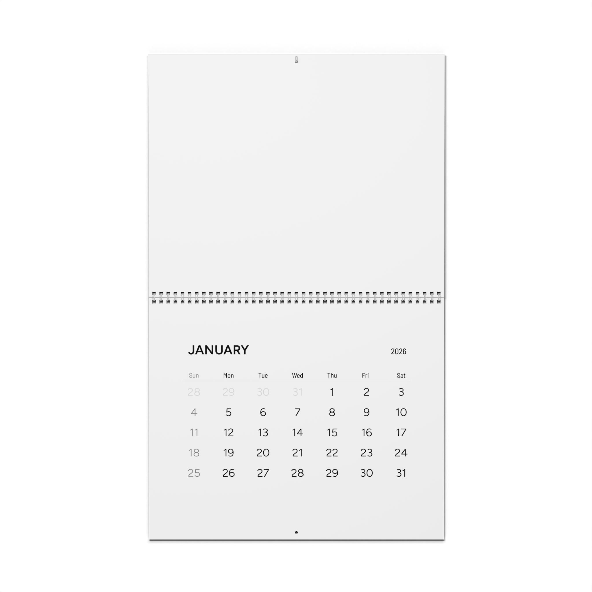 2026 Minimal Wall Calendar — One Page Font Page Calendar